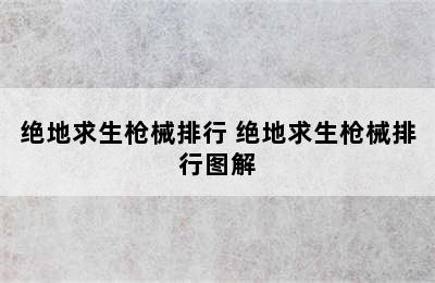 绝地求生枪械排行 绝地求生枪械排行图解